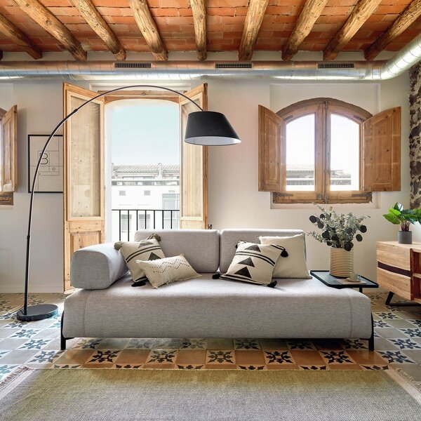 Černá bavlněná stojací lampa Kave Home May 189-220 cm