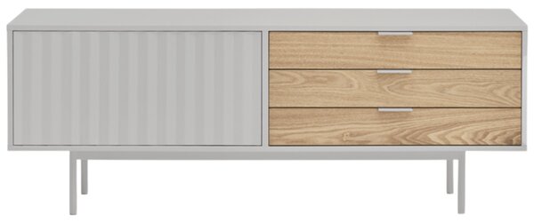 Světle šedý lakovaný TV stolek Teulat Sierra 140 x 40 cm