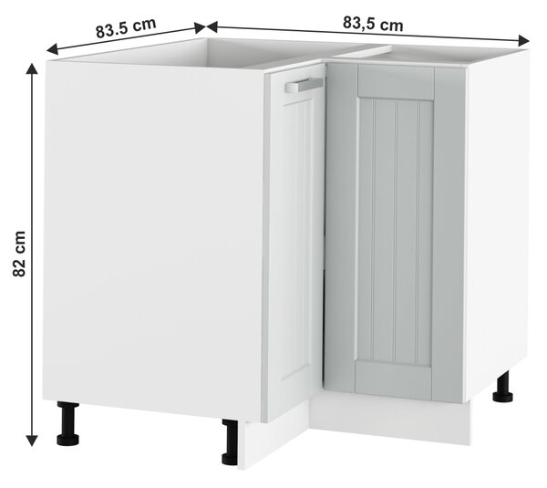 Rohová dolní kuchyňská skříňka Janne Typ 62 (světle šedá + bílá)