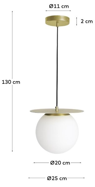 Bílé skleněné závěsné světlo Kave Home Manz 20 cm