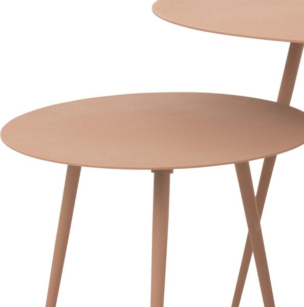 Set tří růžových kovových odkládacích stolků J-line Rito 56/46/36 cm