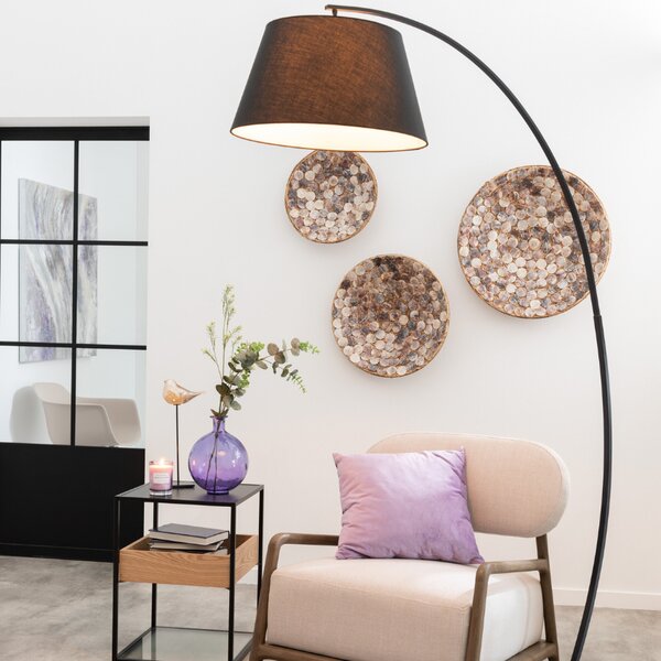 Černá látková stojací lampa J-line Molta 188 cm