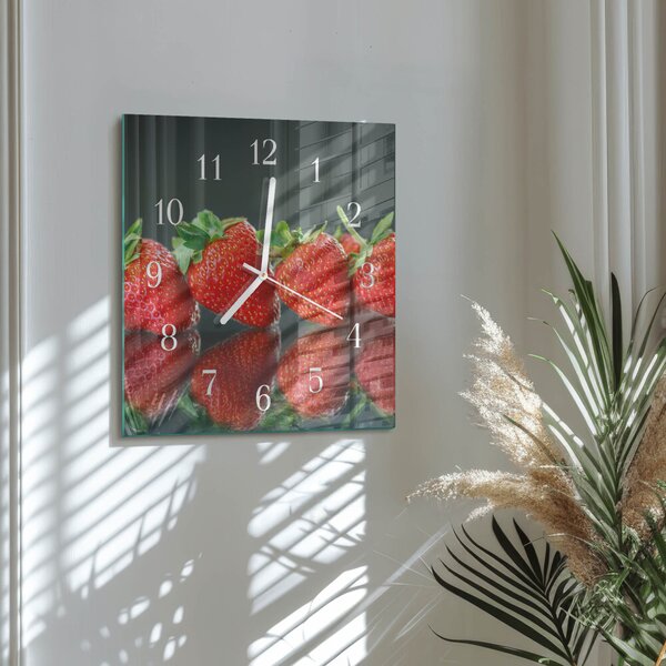 Skleněné hodiny Jahody zskb-30x30-00089120