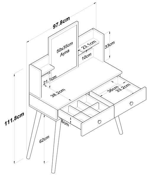 Kalune Design Toaletní stolek Margot 02 bílý