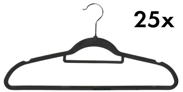 Šatní ramínka 25 ks, plast / velvet, antracit KESPER 16646