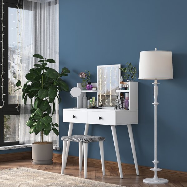 Kalune Design Toaletní stolek Margot 02 se stoličkou bílý
