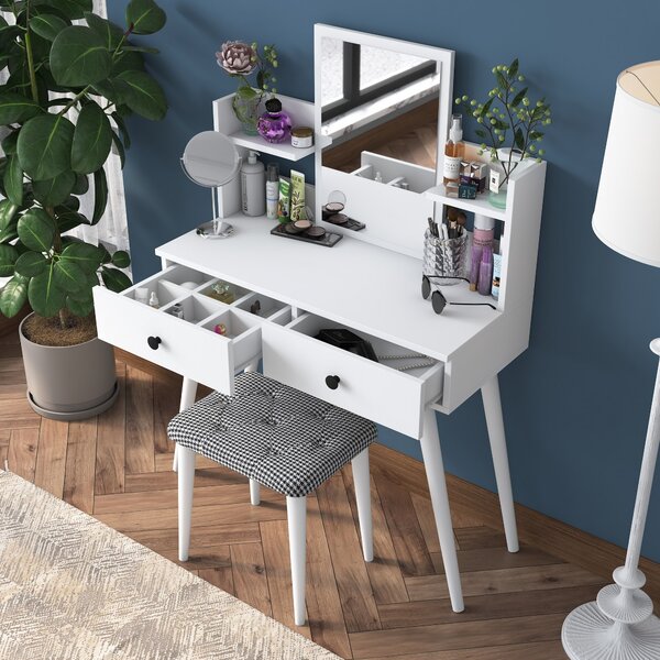 Kalune Design Toaletní stolek Margot 02 se stoličkou bílý