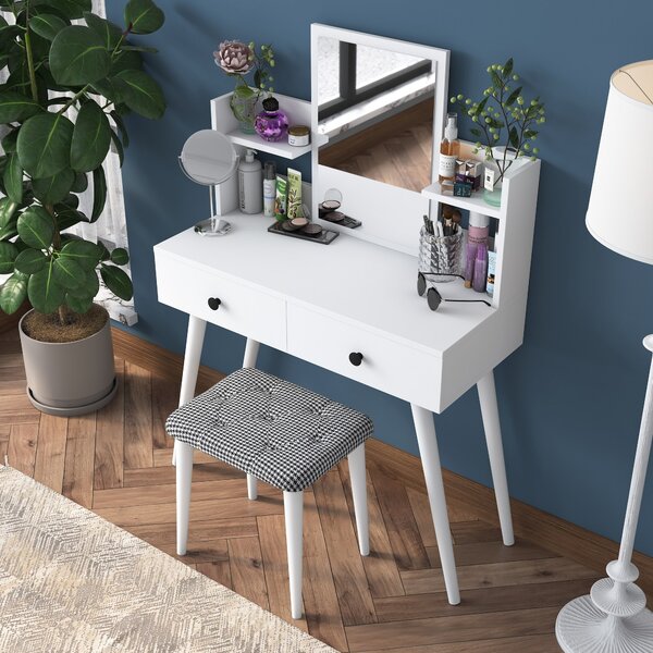 Kalune Design Toaletní stolek Margot 02 se stoličkou bílý