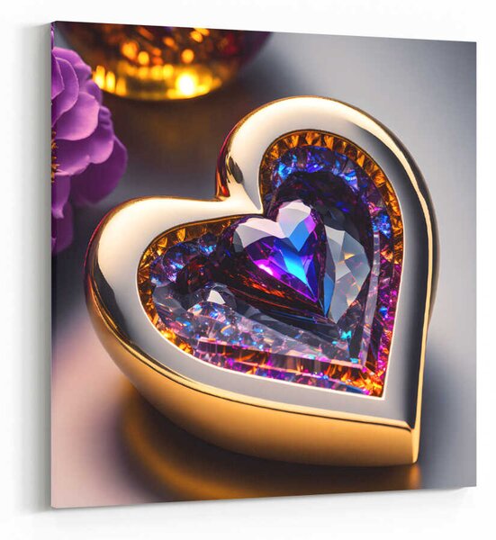 Obraz stylové kovové srdce s diamantem