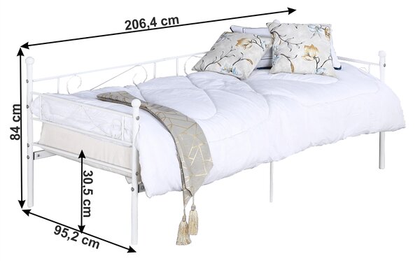 Jednolůžková postel 90 cm Rossa (s roštem) (bílá)