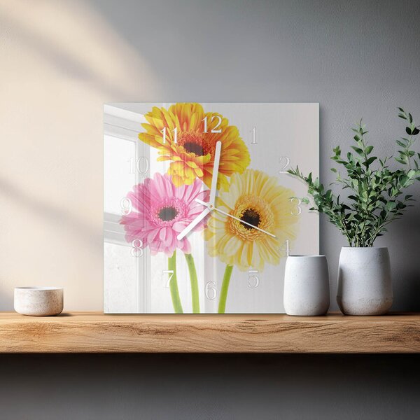 Skleněné hodiny Květiny zskb-30x30-00087236