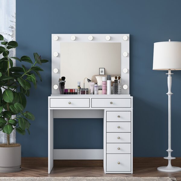 Kalune Design Toaletní stolek Melissa 03 s LED zrcadlem bílý