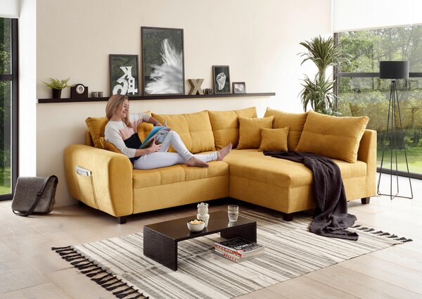 ROHOVÁ SEDAČKA, textil, kompozitní dřevo, žlutá MID.YOU - Sedací soupravy, Online Only