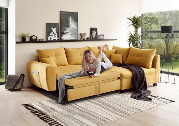 ROHOVÁ SEDAČKA, textil, kompozitní dřevo, žlutá MID.YOU - Sedací soupravy, Online Only