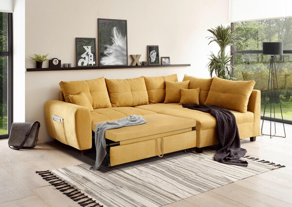 ROHOVÁ SEDAČKA, textil, kompozitní dřevo, žlutá MID.YOU - Sedací soupravy, Online Only