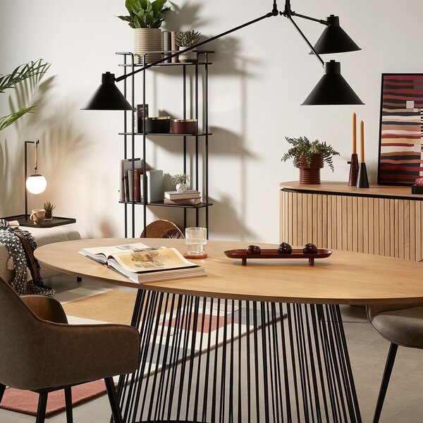 Černé kovové závěsné světlo Kave Home Dione 80 cm