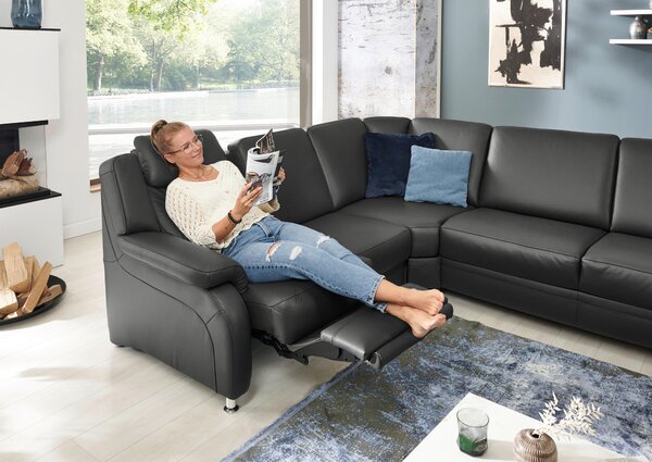 SEDACÍ SOUPRAVA, kůže, antracitová Beldomo Premium - Sedací soupravy
