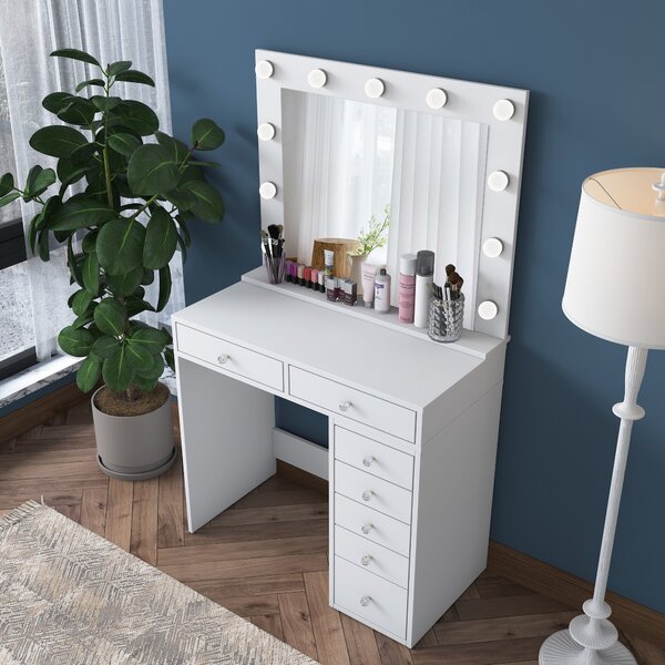 Kalune Design Toaletní stolek Melissa 03 s LED zrcadlem bílý