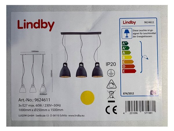 Lindby - Lustr na lanku IBU 3xE27/60W/230V