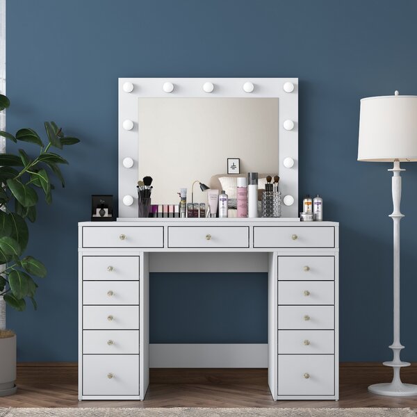 Kalune Design Toaletní stolek Melissa 04 s LED zrcadlem bílý