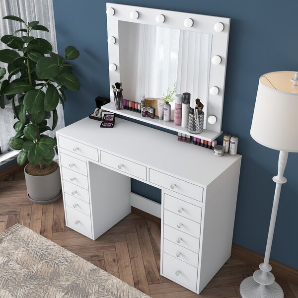 Kalune Design Toaletní stolek Melissa 04 s LED zrcadlem bílý
