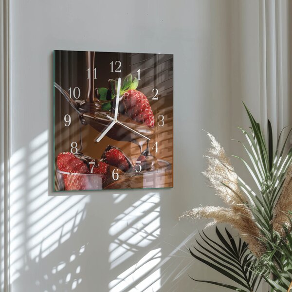 Skleněné hodiny Čokoládové jahody zskb-30x30-00087117
