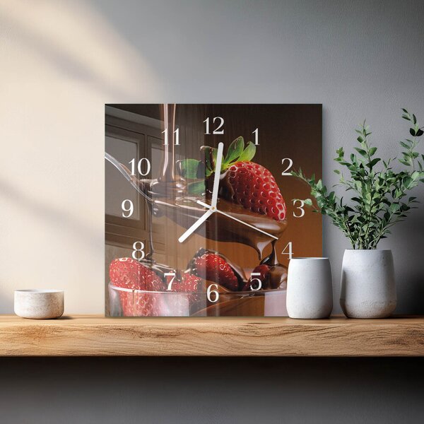 Skleněné hodiny Čokoládové jahody zskb-30x30-00087117