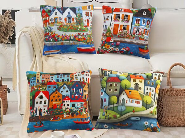 XPOSE® Set povlaků na polštář PŘÍSTAV (digitální tisk) 43x43 cm - set 4ks