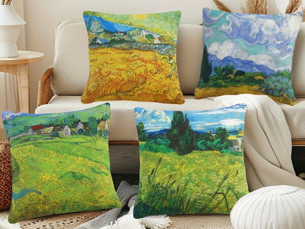 XPOSE® Set povlaků na polštář MALOVANÁ KRAJINA (digitální tisk) 43x43 cm - set 4ks