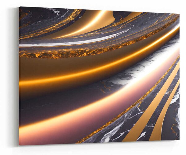 Obraz abstraktní zlato-šedé mramorové vlny
