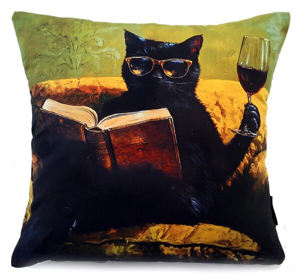 XPOSE® Povlak na polštář ELEGANTNÍ KOČKA (digitální tisk) 43x43 cm 2ks