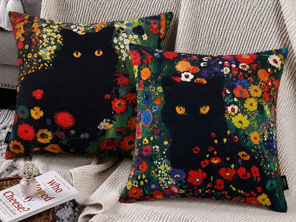 XPOSE® Set povlaků na polštář KOČKY A KYTKY (digitální tisk) 43x43 cm - set 4ks