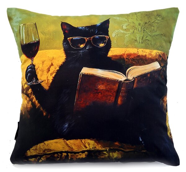 XPOSE® Povlak na polštář ELEGANTNÍ KOČKA (digitální tisk) 43x43 cm 2ks