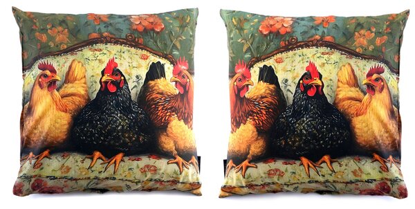 XPOSE® Set povlaků na polštář SLEPICE (digitální tisk) 43x43 cm - set 2ks