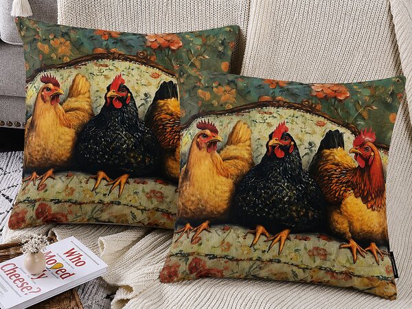 XPOSE® Set povlaků na polštář SLEPICE (digitální tisk) 43x43 cm - set 2ks