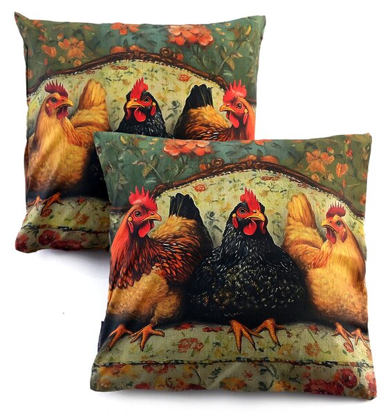 XPOSE® Set povlaků na polštář SLEPICE (digitální tisk) 43x43 cm - set 2ks