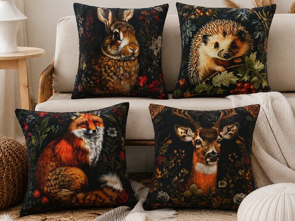 XPOSE® Set povlaků na polštář LESNÍ ZVĚŘ (digitální tisk) 43x43 cm - set 4ks