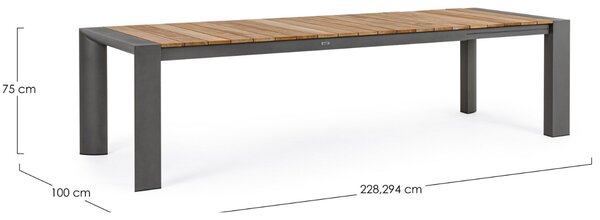 Bizzotto Teakový zahradní rozkládací jídelní stůl Cameron 228/294 x 100 cm