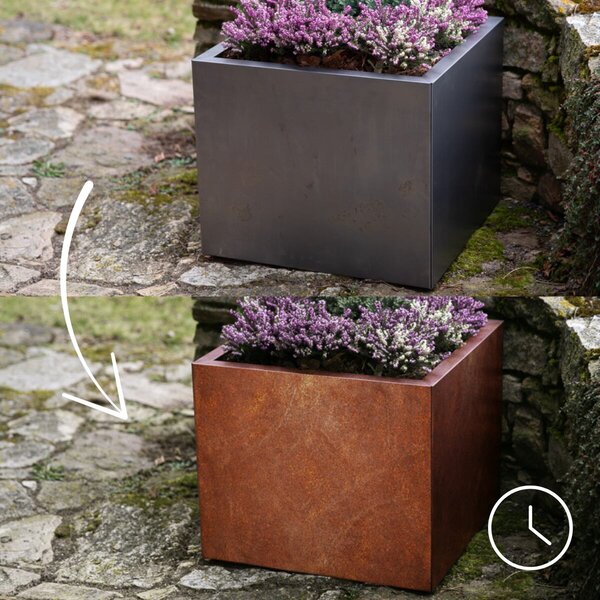 Cube Zahradní květináč 60 x 60 x 50 cm, corten CORGARDEN 1001
