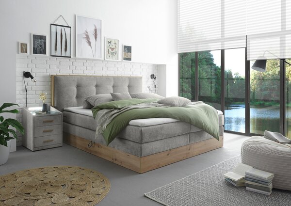 POSTEL BOXSPRING, 180/200 cm, světle šedá Livetastic - Postele s úložným prostorem, Online Only