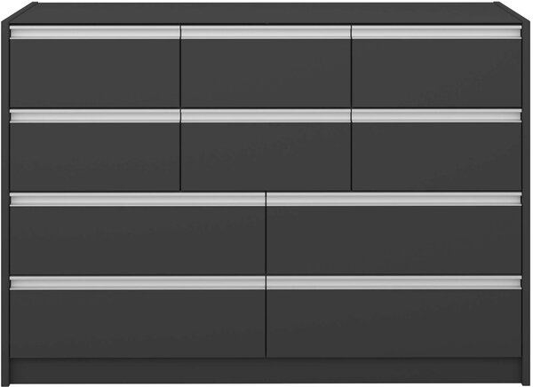 Černá moderní komoda Skyline 048 s kombinovanými šuplíky šířka 122 cm