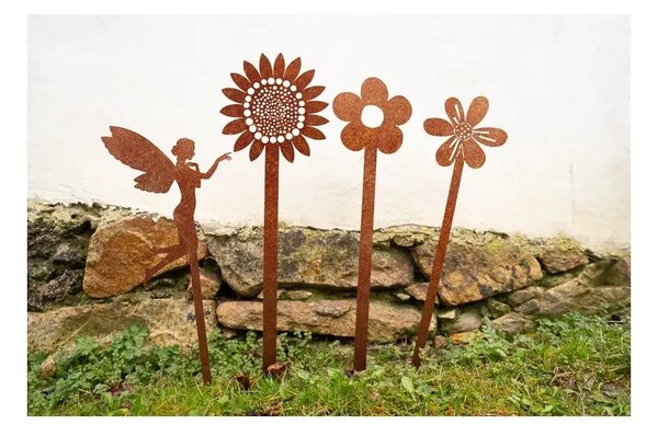 Zahradní dekorace květina 1, 65 x 16 cm, corten CORGARDEN 1053