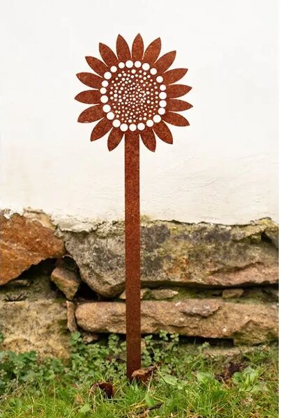 Zahradní dekorace slunečnice 70 x 20 cm, corten CORGARDEN 1052