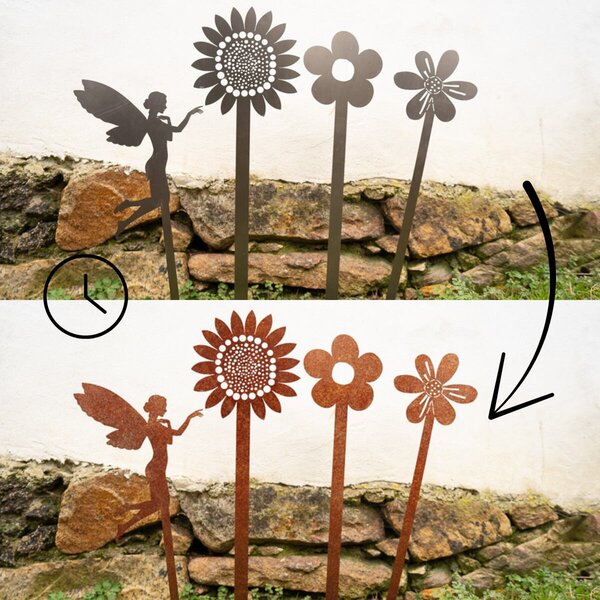 Zahradní dekorace květina 1, 65 x 16 cm, corten CORGARDEN 1053