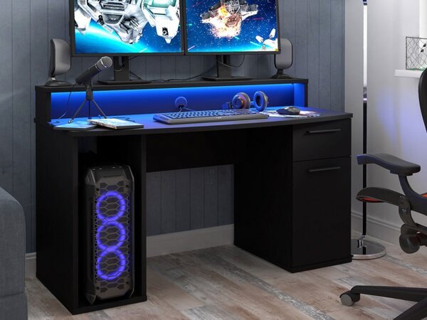 PC stůl s Ayo LED osvětlením, Barva: černá mat 5903211080609