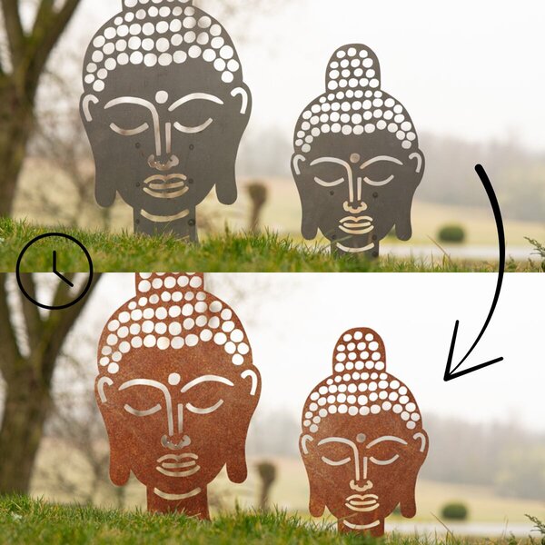 Zahradní dekorace Buddha 70 x 42 cm, corten CORGARDEN 1062