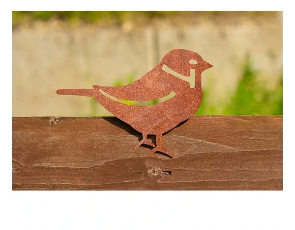 Zahradní dekorace vrabec 3, 15 x 10 cm, corten CORGARDEN 1059