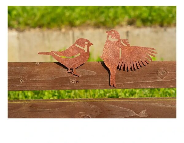 Zahradní dekorace vrabec 2, 15 x 16 cm, corten CORGARDEN 1058