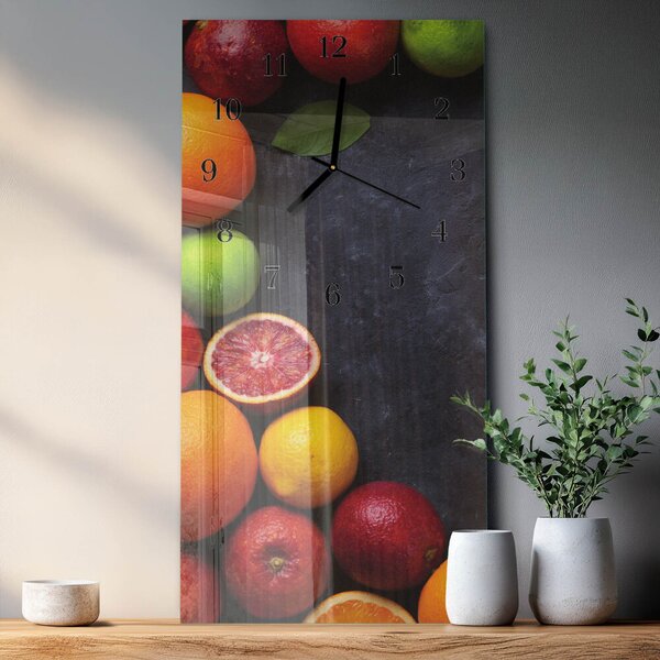 Skleněné hodiny vertikální Citrusová rostlina zsppc-30x60-00183138