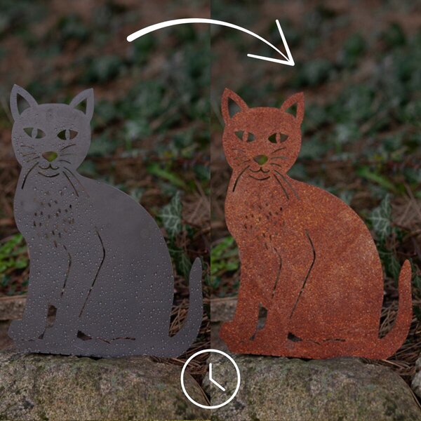 Zahradní dekorace kočka 37 x 21 cm, corten CORGARDEN 1069